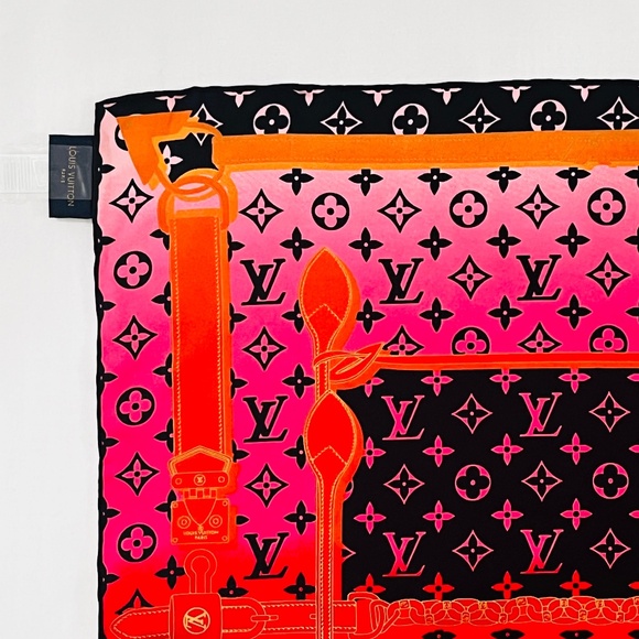 Louis Vuitton Monogram Carré Rising Confidential Silk Scarf Beige/Black – NWT - Picture 3 of 9